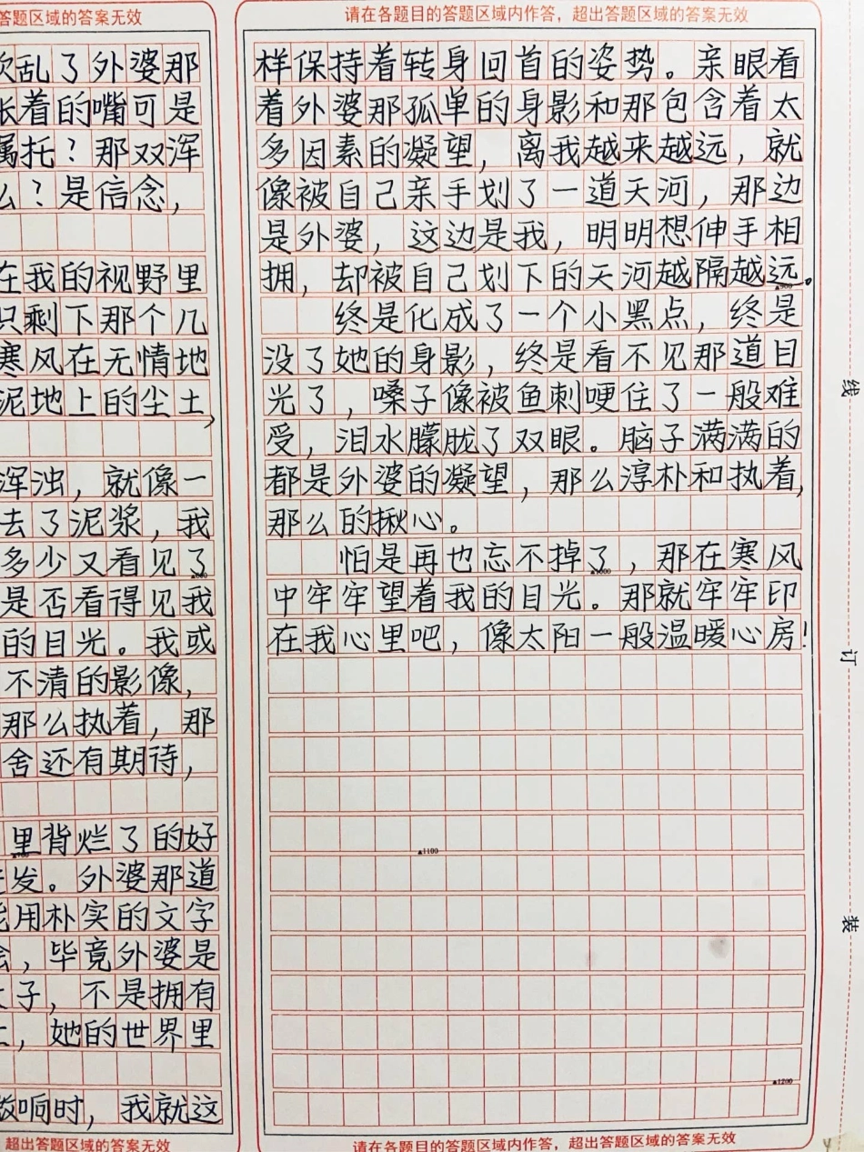 这篇作文看哭了《那一幕，让我难忘》一回首，便蓦然撞进你的瞳孔，伴着你的凝望，只愿自己无愧于你的目光作文.pdf_第3页