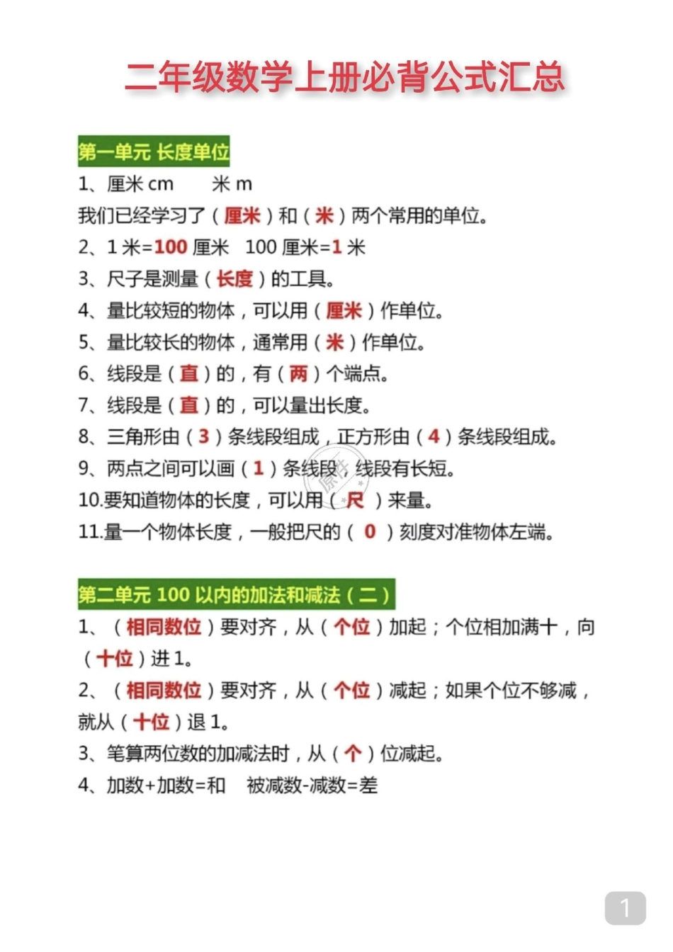 二年级 二年级数学 知识点总结  电子版可打印.pdf_第1页