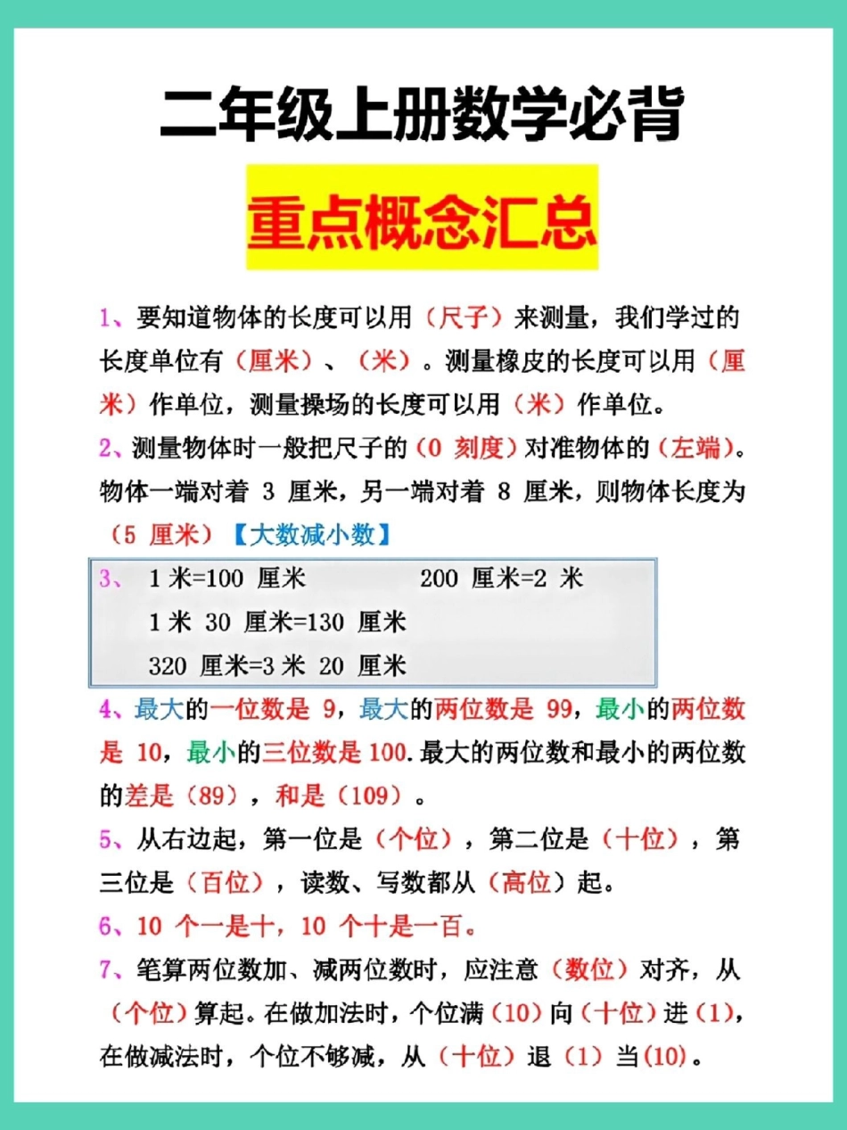 二年级上册册数学概念汇总。二年级上册数学 知识点总结 必考考点 数学 二年级数学.pdf_第2页