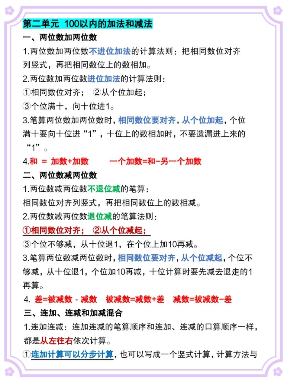 二年级上册数学每个单元知识点归纳总结。知识点总结 二年级 二年级数学 数学 二年级上册数学.pdf_第3页