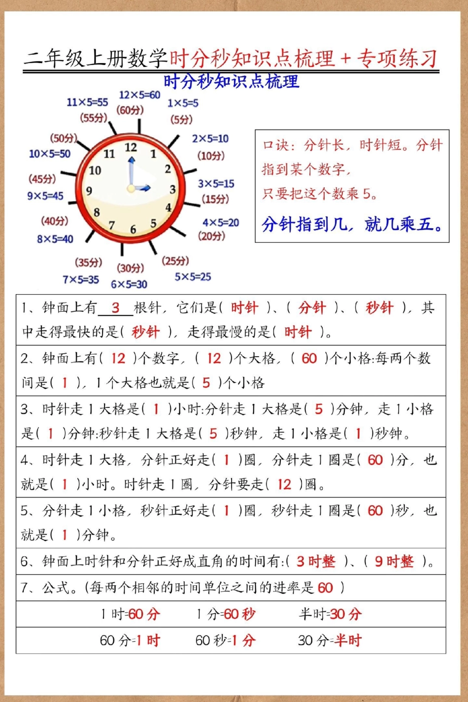 二年级上册数学十分秒知识点梳理二年级数学 易错题数学 时分秒换算 钟表专项练习 二年级上册数学.pdf_第2页