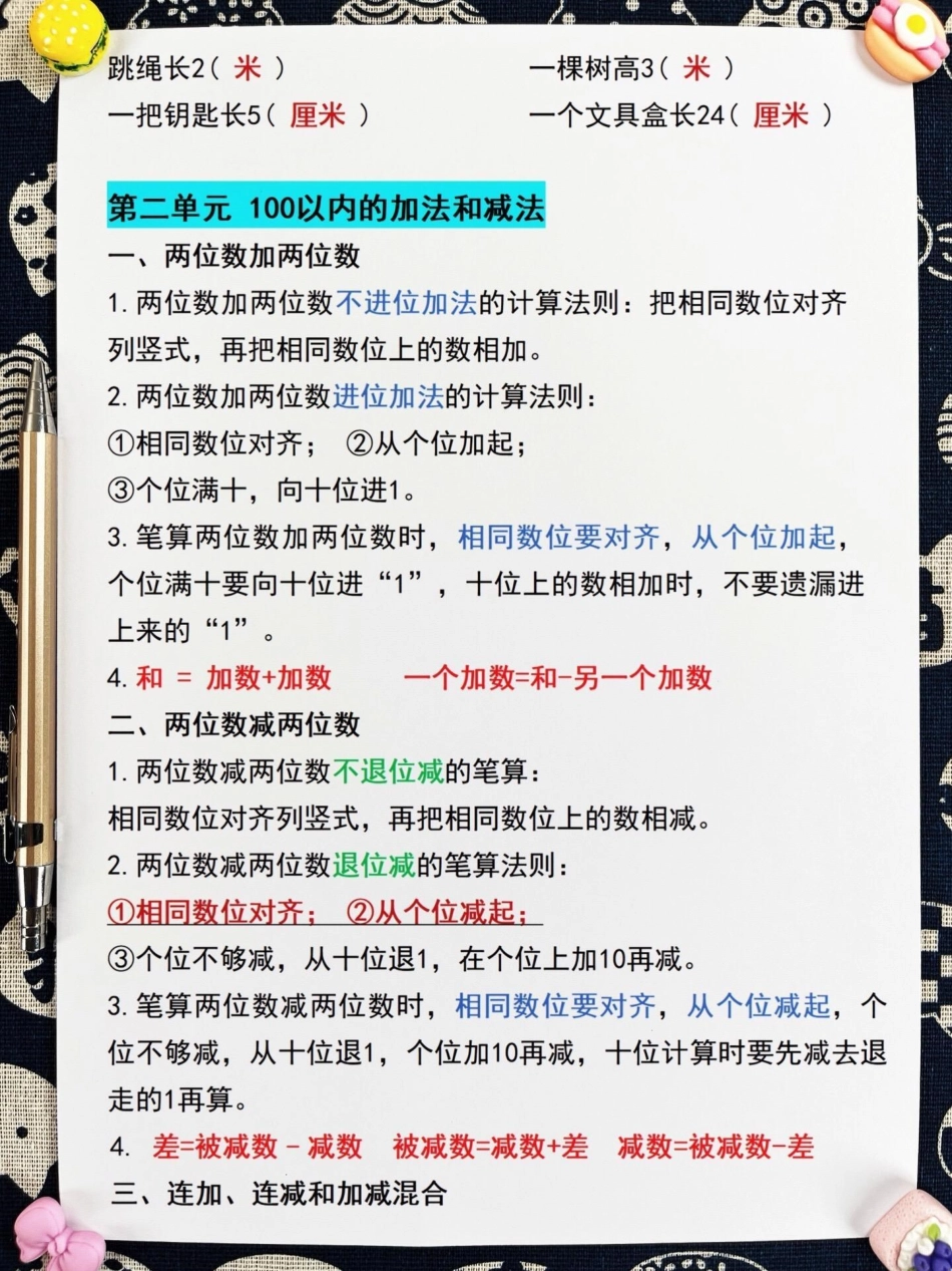 二年级上册数学重点知识点总结‼涵盖了大部。分知识点，适合一升二年级的孩子们预习使用。老师们经过精心整理，为了帮助孩子们更好地学习数学，提供了这份资料。家长们可以打印出来给孩子们学习，让他们在暑假期间对.pdf_第3页