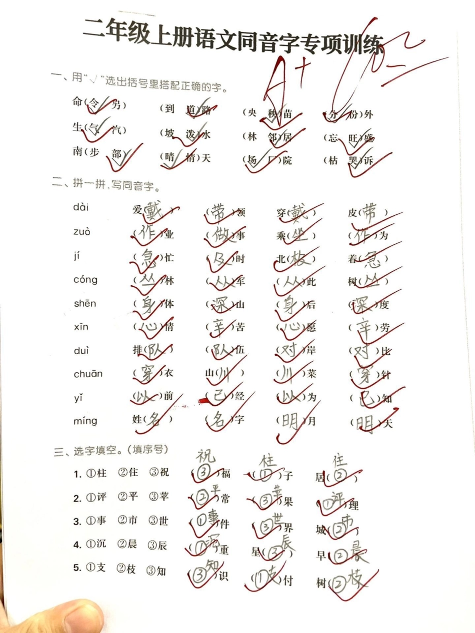 二年级上册语文：同音字组词 专项训练集合。干货分享 二年级 一年级 暑假 知识.pdf_第1页