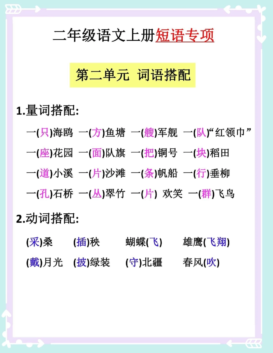 二年级上册语文1-8单元词语搭配。二年级上册语文 语文 知识点总结 二年级 二年级语文.pdf_第3页