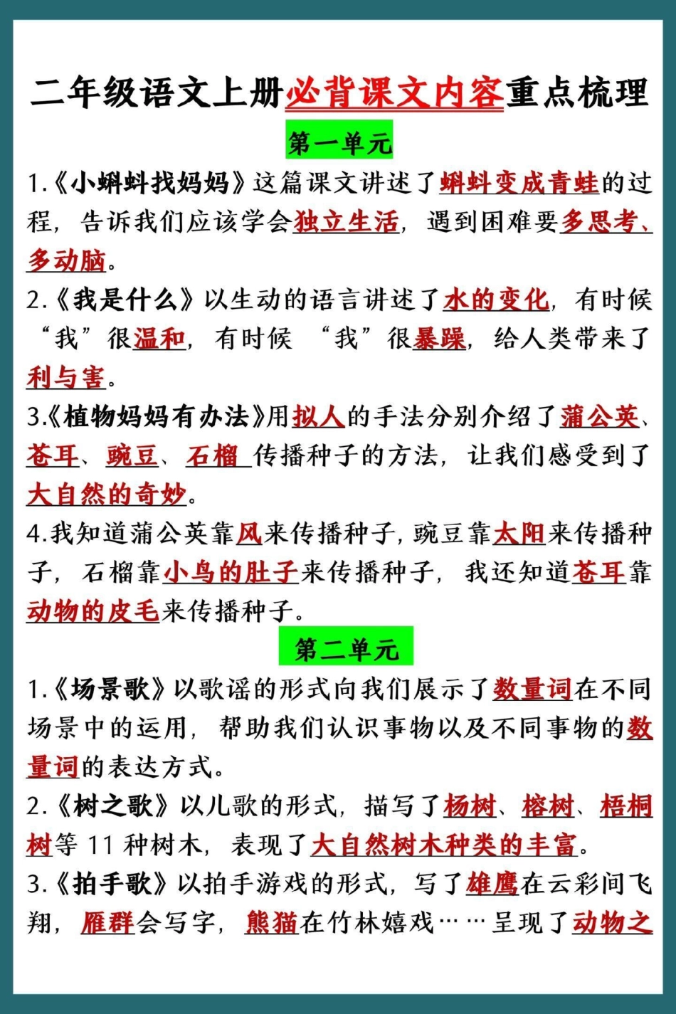 二年级上册语文必背课文重点梳理。二年级上册语文 知识点总结 二年级 必考考点 语文.pdf_第2页