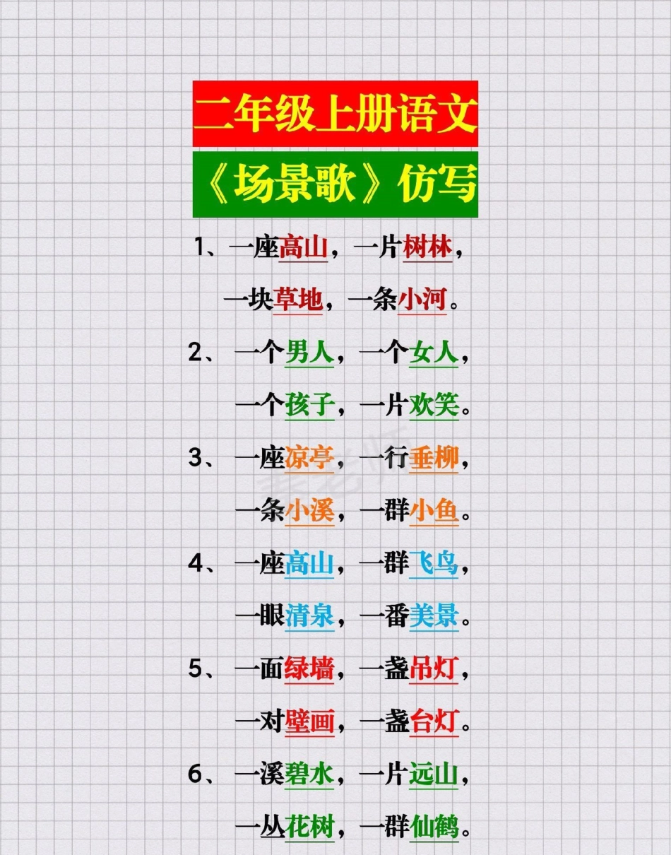 二年级上册语文场景歌仿写句子二年级仿写句子知识推荐官 必考考点 语文 热点宝 创作者中心  文.pdf_第1页