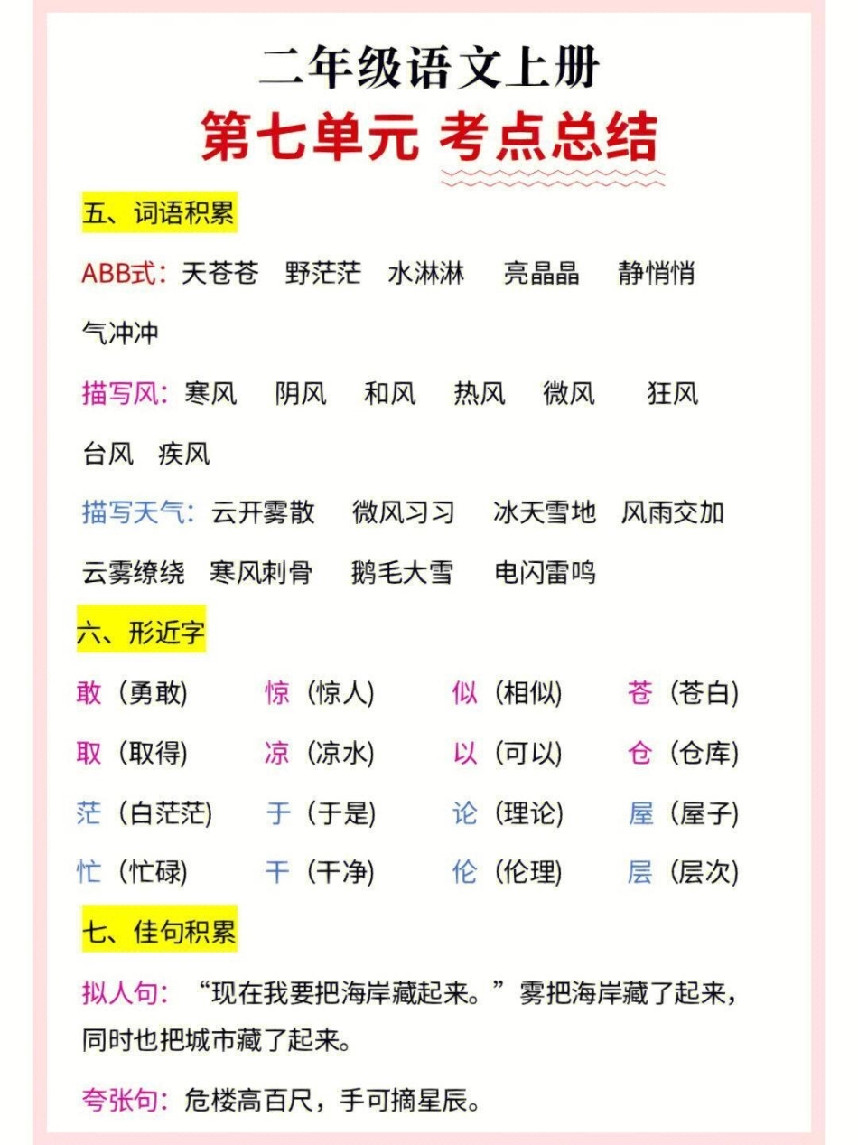 二年级上册语文第七单元考点总结 知识点总结 小学知识点归纳 学习.pdf_第3页