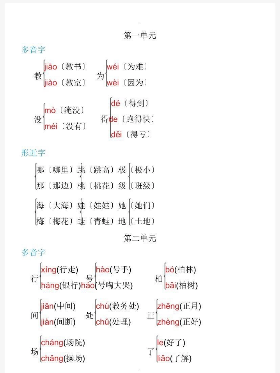 二年级上册语文多音字➕形近字汇总.pdf_第1页