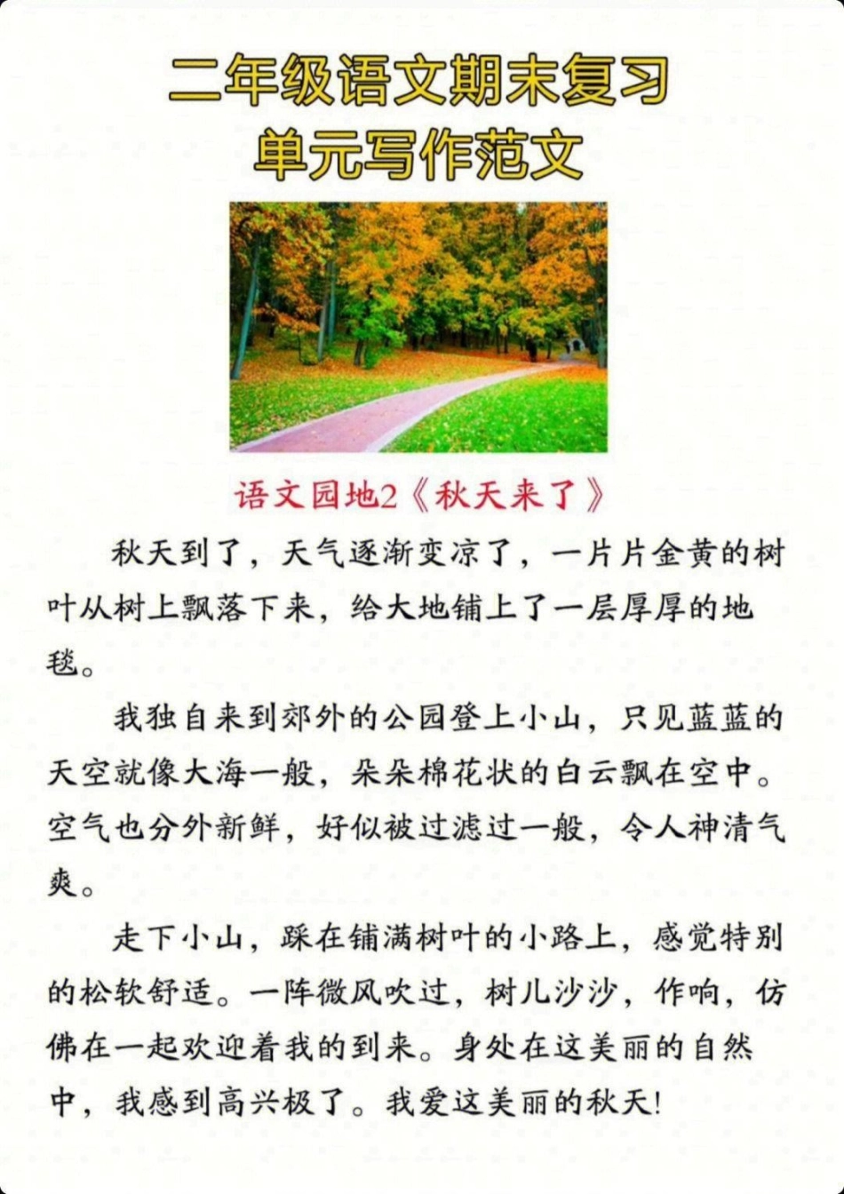 二年级上册语文期末1-8单元看图写话范文  教育 知识点总结 学习.pdf_第2页