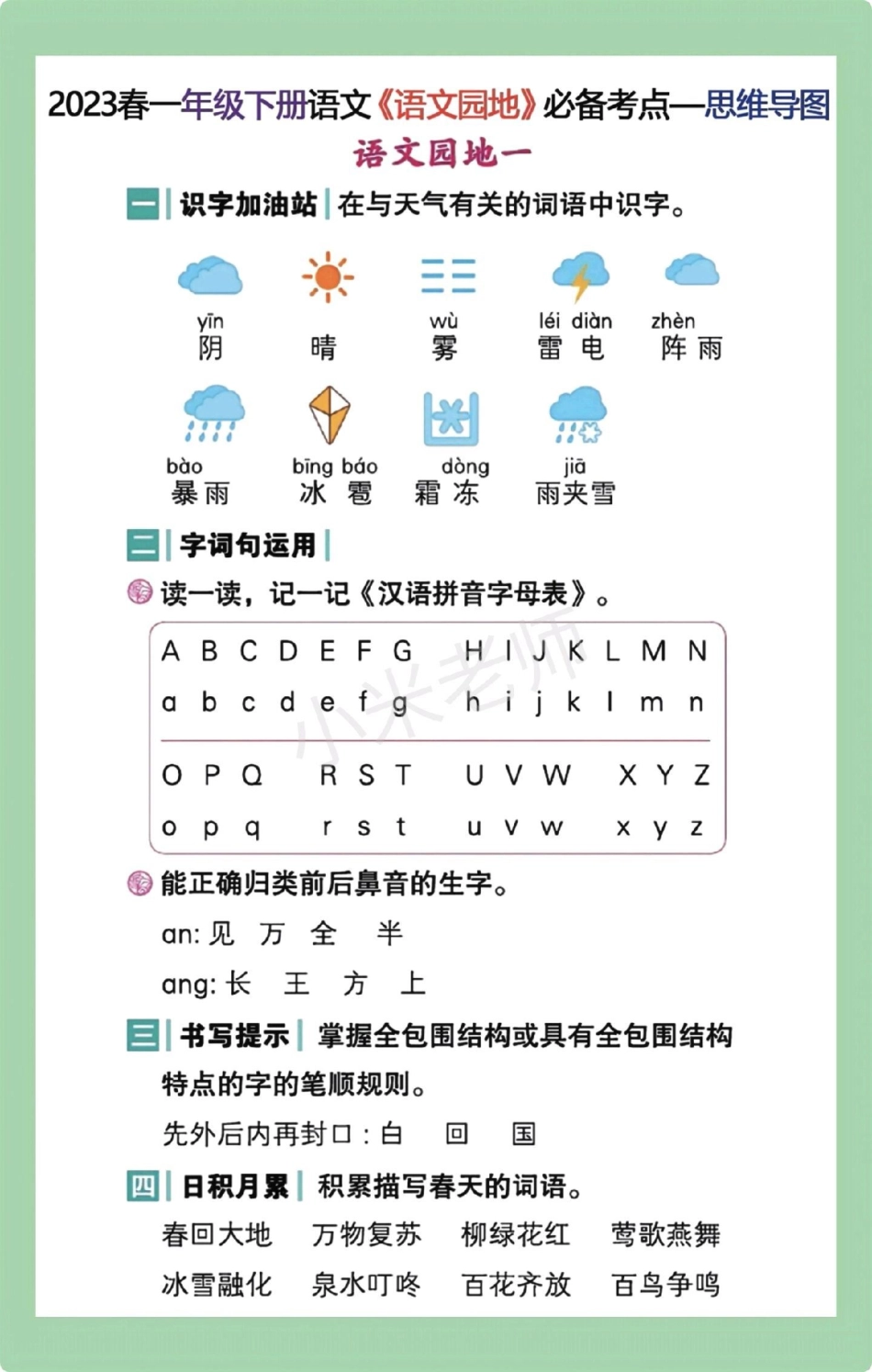 必考考点 一年级语文   一年级语文第1到8单元语文园地重点，太全了，家长一定要保存.pdf_第2页