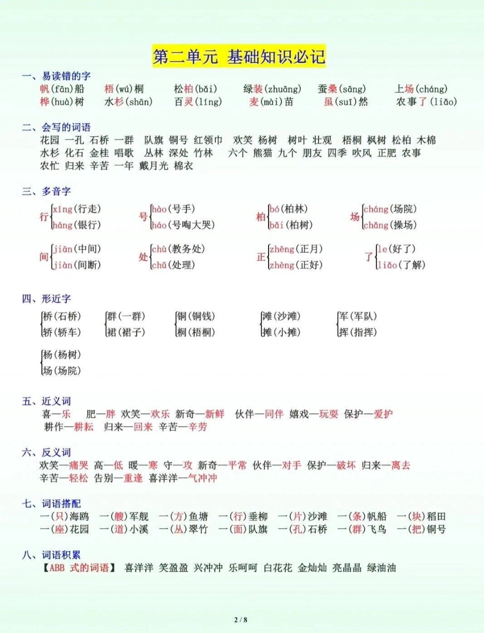 二年级上册语文知识点总结。二年级上册语文 语文 二年级语文上册知识归纳.pdf_第2页