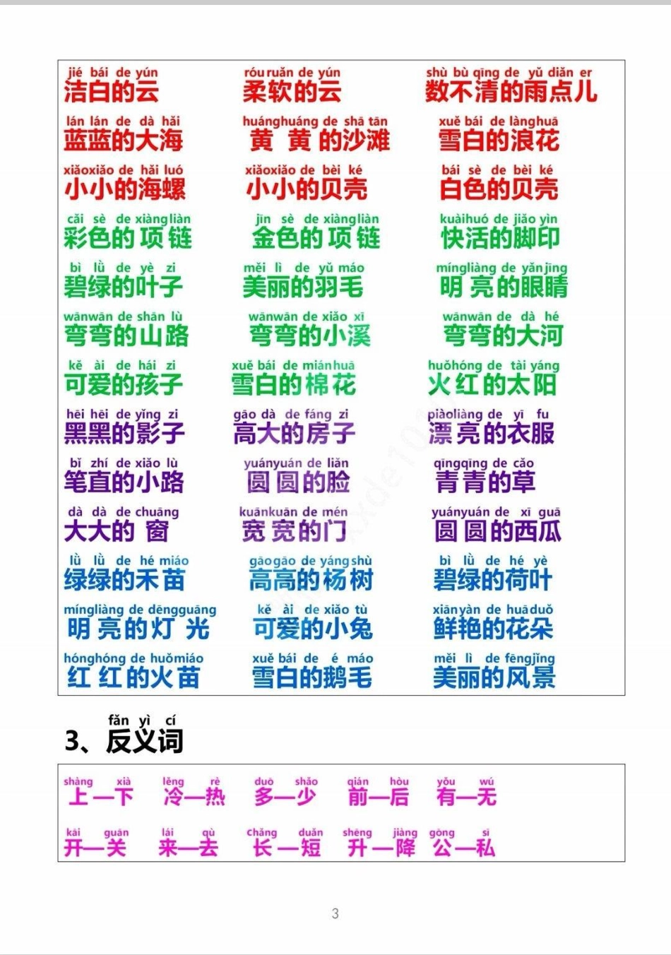 打好基础全靠它 一年级语文词语积累。一年级语文量词积累，寒假读一读，写一写，打卡词语积累知识分享 量词 一年级 一年级重点知识归纳 小学语文知识点.pdf_第3页