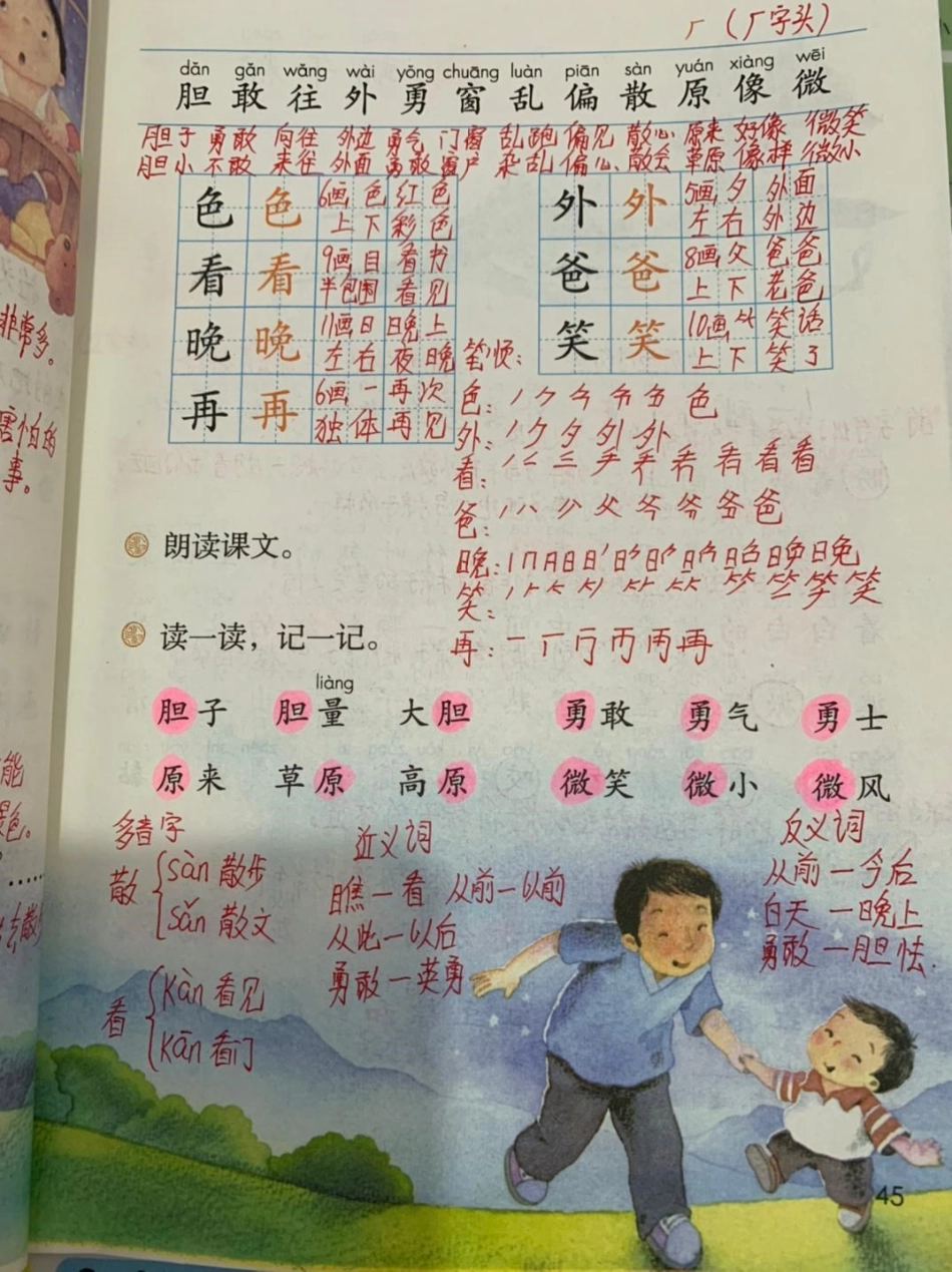 感谢我要上热门 感谢 一年级语文夜色课堂笔记.pdf_第2页