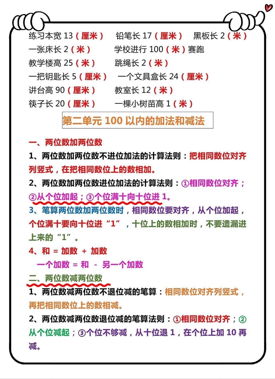 二年级数学上册1-8单元知识点总结。班主任整理二年级数学上册1-8单元知识点，易错题，数学知识点，二年级上册数学 必刷题 易错题数学 必考考点 知识点总结.pdf_第2页