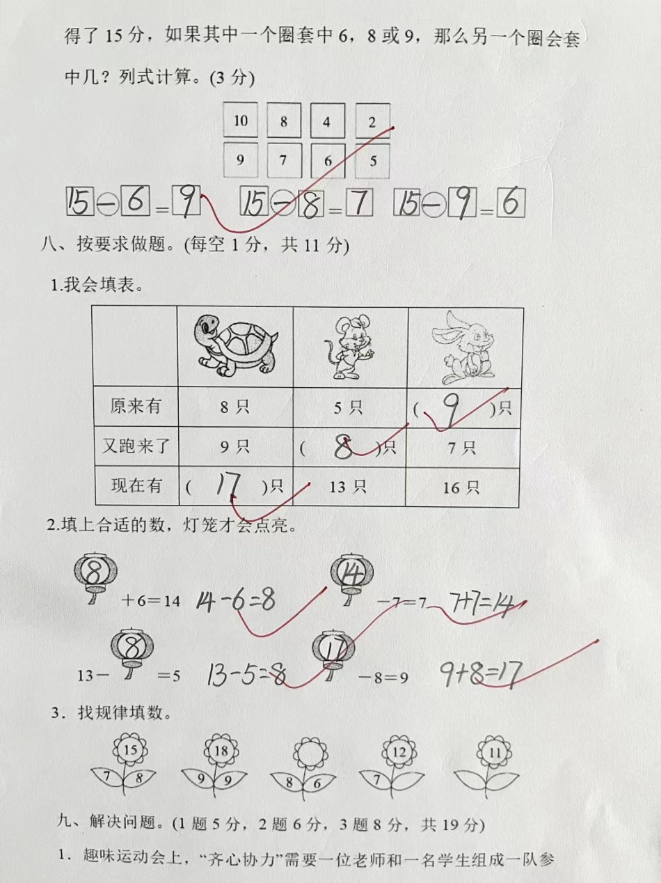 苏教版一年级下册数学第一单元检测卷 一年级数学 知识分享.pdf_第3页