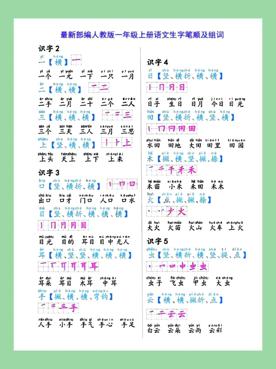 新学期新开始 一年级语文生字 家长为孩子保存学习.pdf_第2页