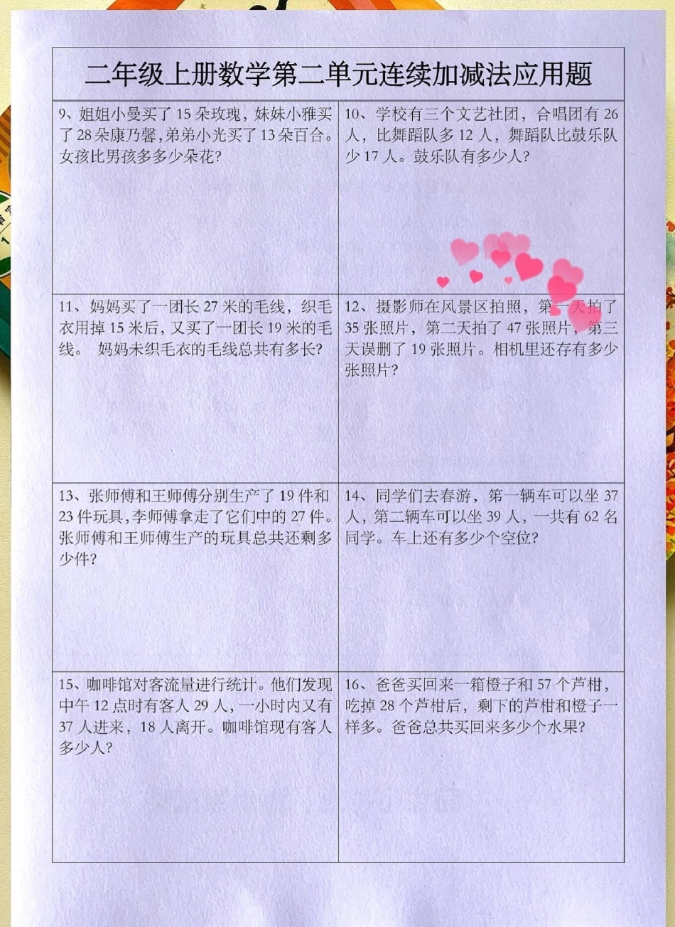 二年级数学上册第二单元连加连减应用题。丢出一条图文锦囊 二年级上册数学 人教版 易错题数学 应用题.pdf_第2页