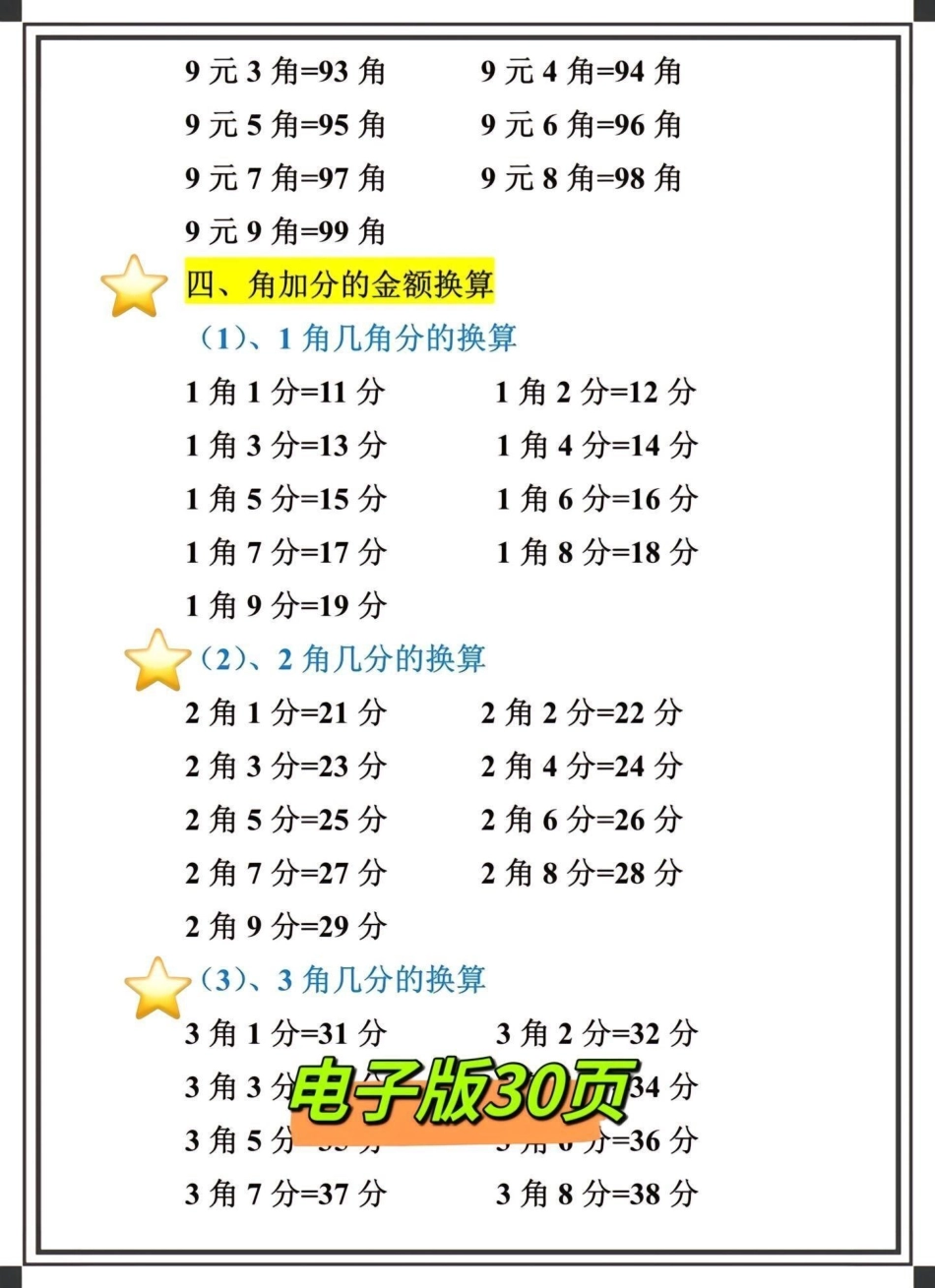 二年级数学上册人民币换算专项练习知识汇总。第二单元开始学习认识人民币了，老师整理这份人民币换算专项练习针对性强，打印给孩子熟读练习‼二年级数学认识人民币人民币换算 二年级 二年级上册.pdf_第3页