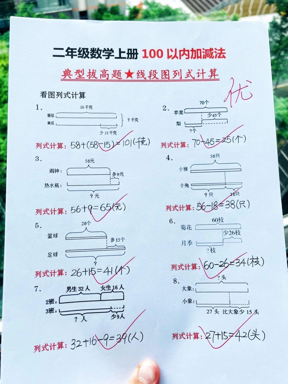 二年级数学上册线段图列式计算专项练习‼。二年级上册数学100以内加减法线段图列式计算专项练习。认识时间分秒易错专项练习来啦‼二年级上册数学 线段图 二年级数学上册 二年级上册 图文种草机.pdf_第1页