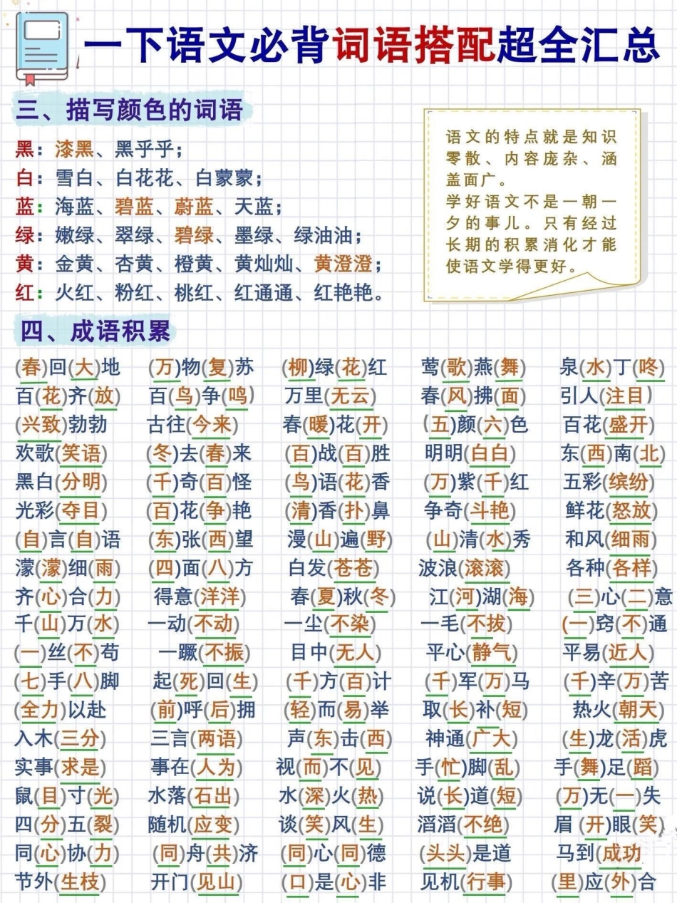 一年级词语搭配超全汇总。词语积累 知识点总结 小学语文知识点 一年级重点知识归纳 小学语文.pdf_第2页