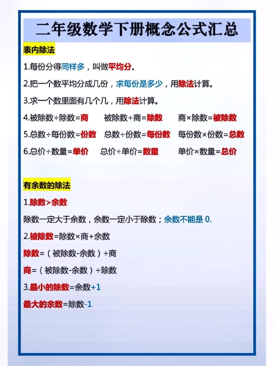 二年级数学下册公式汇总。 知识点总结 二年级数学 学霸秘籍 高考加油  来客官方助推官 创作者中心 热点宝.pdf_第1页