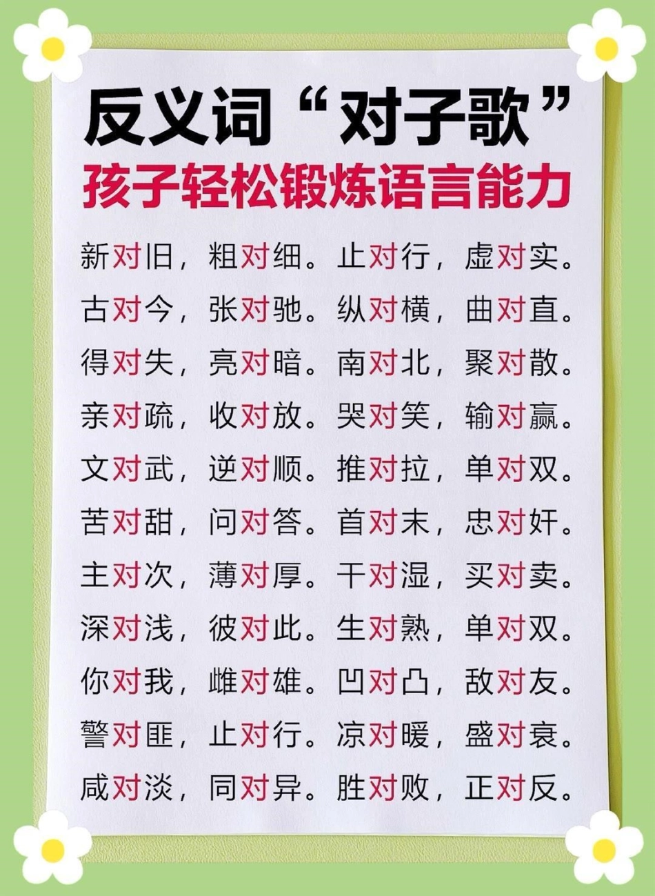 一年级反义词对子歌 教育 必考考点  学习.pdf_第1页