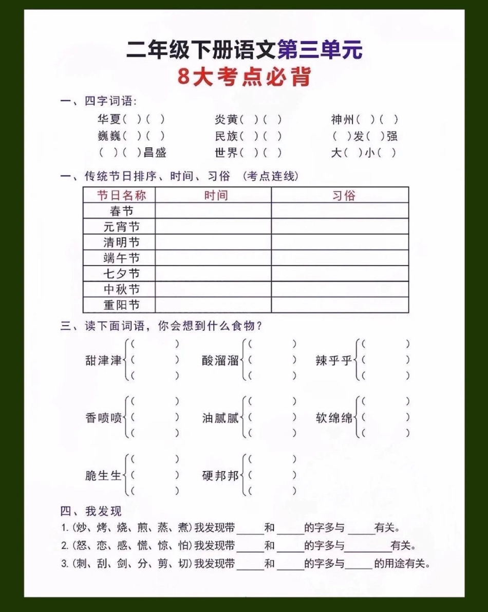 二年级下册语文第三单元 8大必背考点。 知识点总结 学习资料分享 小学语文知识点 二年级语文下册  热点 创作者中心.pdf_第3页