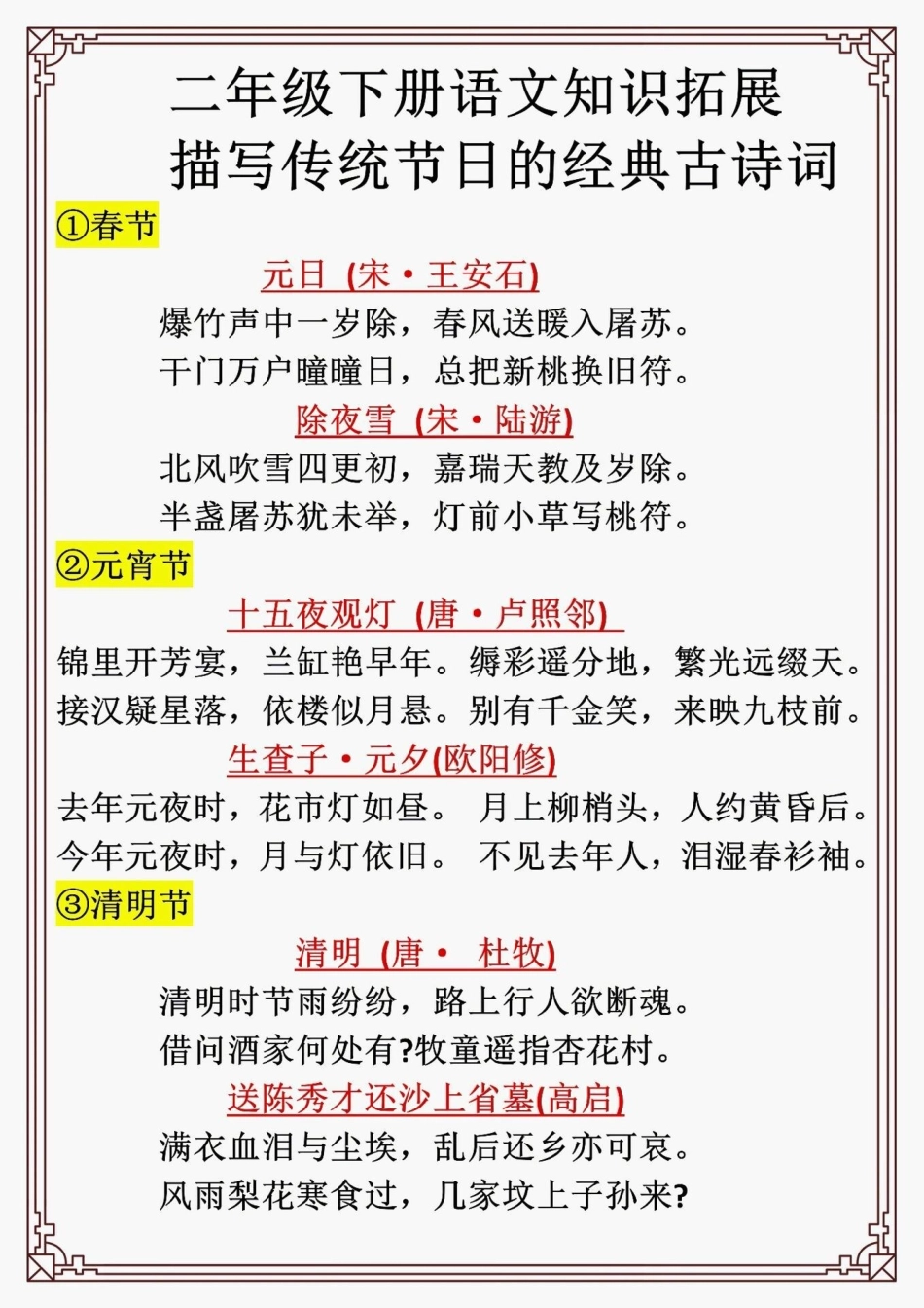 二年级下册语文知识拓展描写传统节日的古诗词 教育 小学语文 知识点总结 语文.pdf_第1页