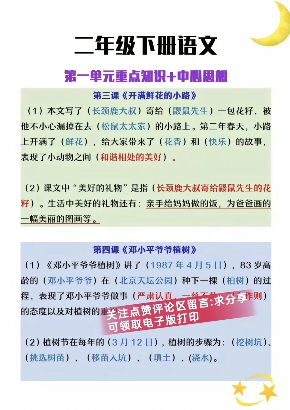 二年级语文第一单元。【重点知识】➕【中心思想】汇总二年级 必考考点  知识点总结 二年级语文.pdf_第2页