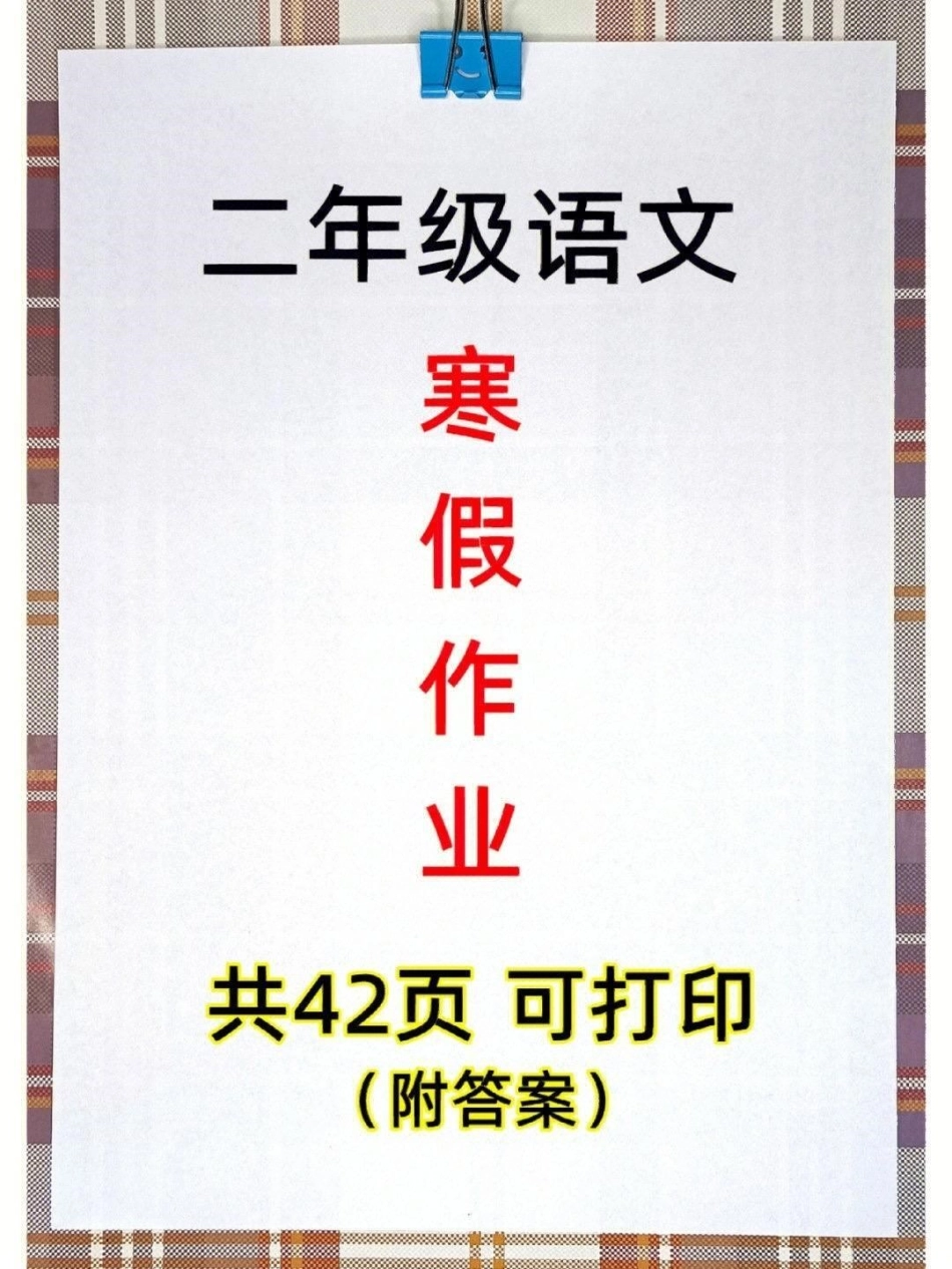 二年级语文寒假作业 每日一练。二年级 寒假充电计划 寒假作业 二年级语文.pdf_第1页