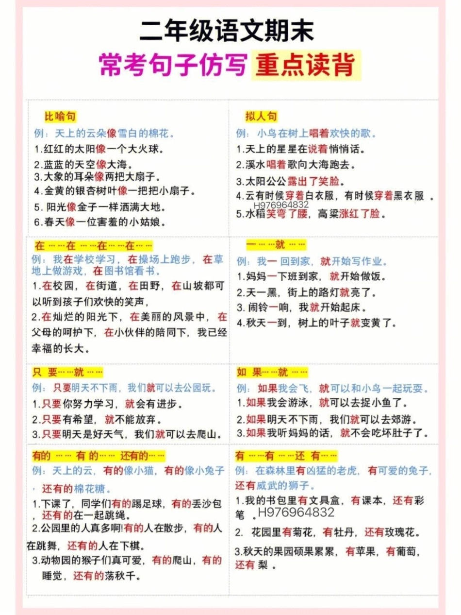 二年级语文期末 常考句子仿写。期末复习 二年级 二年级语文  仿写句子.pdf_第3页