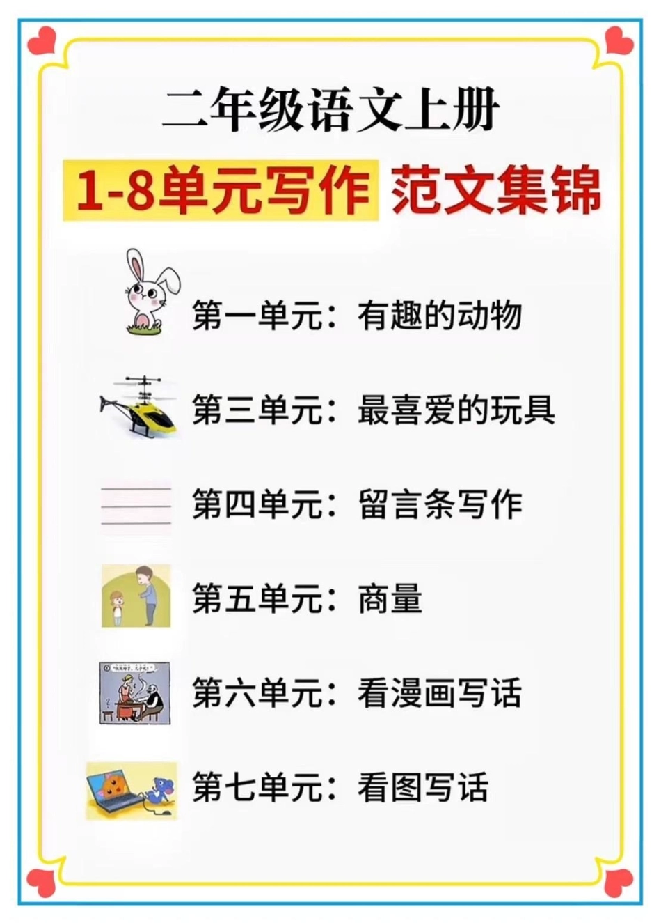 二年级语文上册1-8单元看图写话范文。全网都在找的《二年级全册必考看图写话》，老师已经整理出来了，每天读一读，考试稳拿98+二年级上册语文 二年级 必考考点  看图写话.pdf_第1页