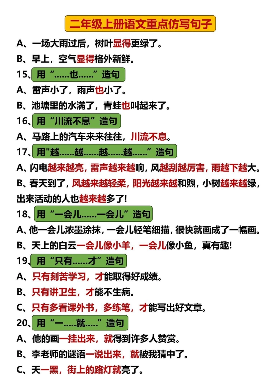 二年级语文上册1-8单元重点句子仿写总结。二年级上册语文重点仿写句子总结来啦，让孩子学着仿写句子‼二年级上册语文 仿写句子 二年级 二年级语文 图文种草机.pdf_第3页