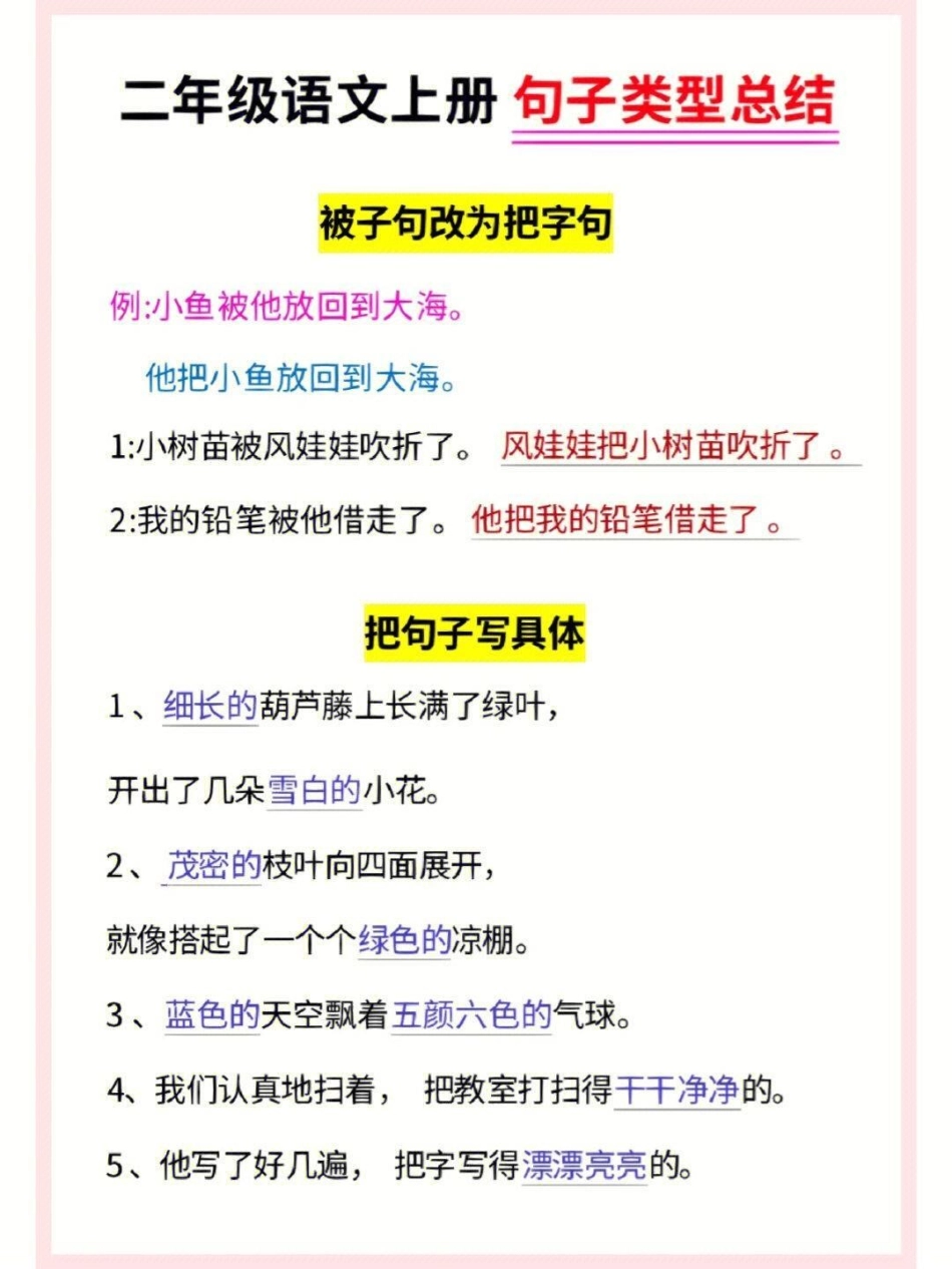 二年级语文上册句子类型总结知识点总结 小学知识点归纳 学习 二年级仿写句子.pdf_第3页