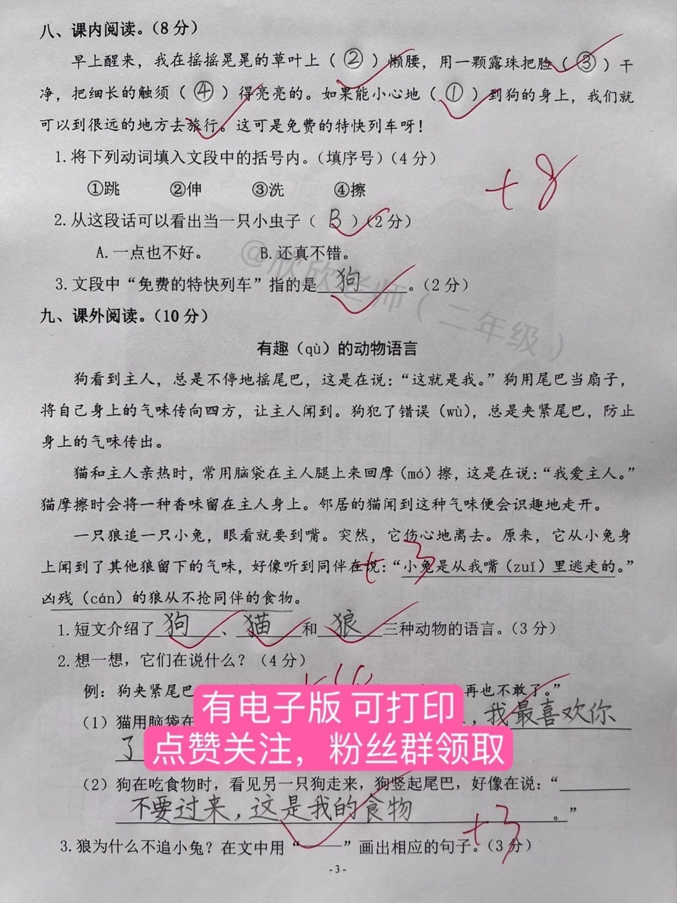 二年级语文下册 期中检测卷。二年级 二年级语文下册  必考考点 期中考试.pdf_第3页