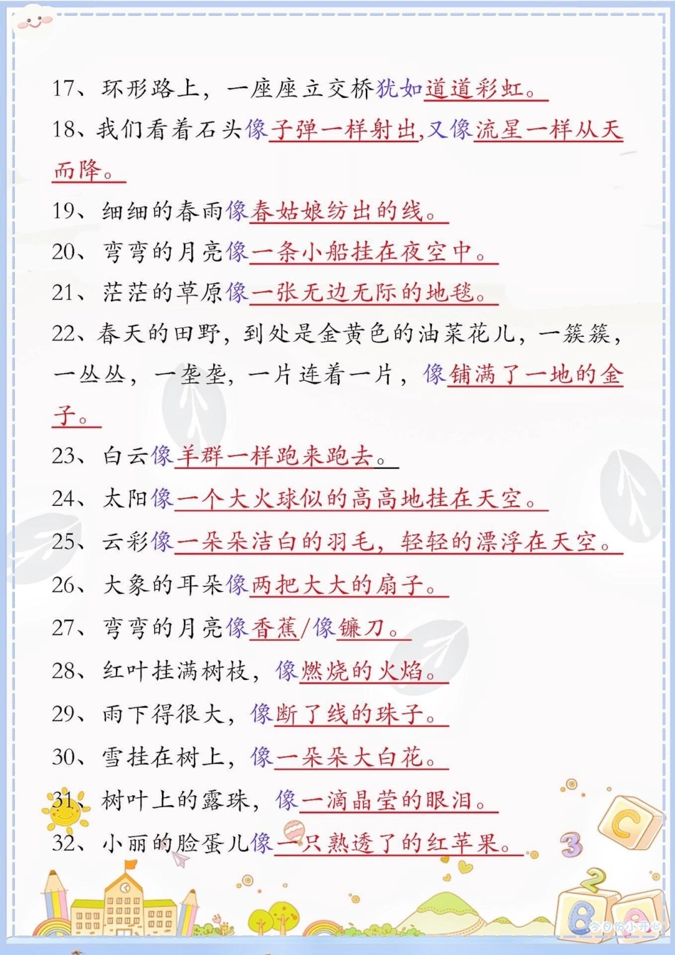 二年级语文下册必背比喻句。二年级语文下册必背比喻句比喻句二年级二年级语文下册知识分享.pdf_第3页