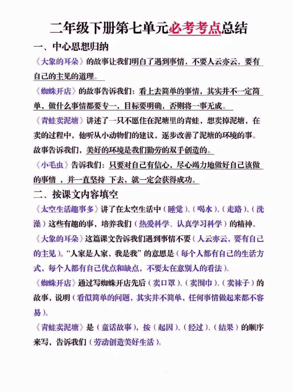 二年级语文下册第七单元考点总结。二年级语文下册第七单元考点总结二年级二年级语文二年级语文下册.pdf_第2页