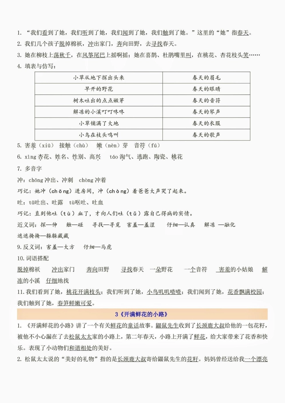 二年级语文下册第一单元自编考点梳理。二年级语文下册第一单元自编考点梳理二年级二年级语文下册知识分享  单元测试卷.pdf_第3页