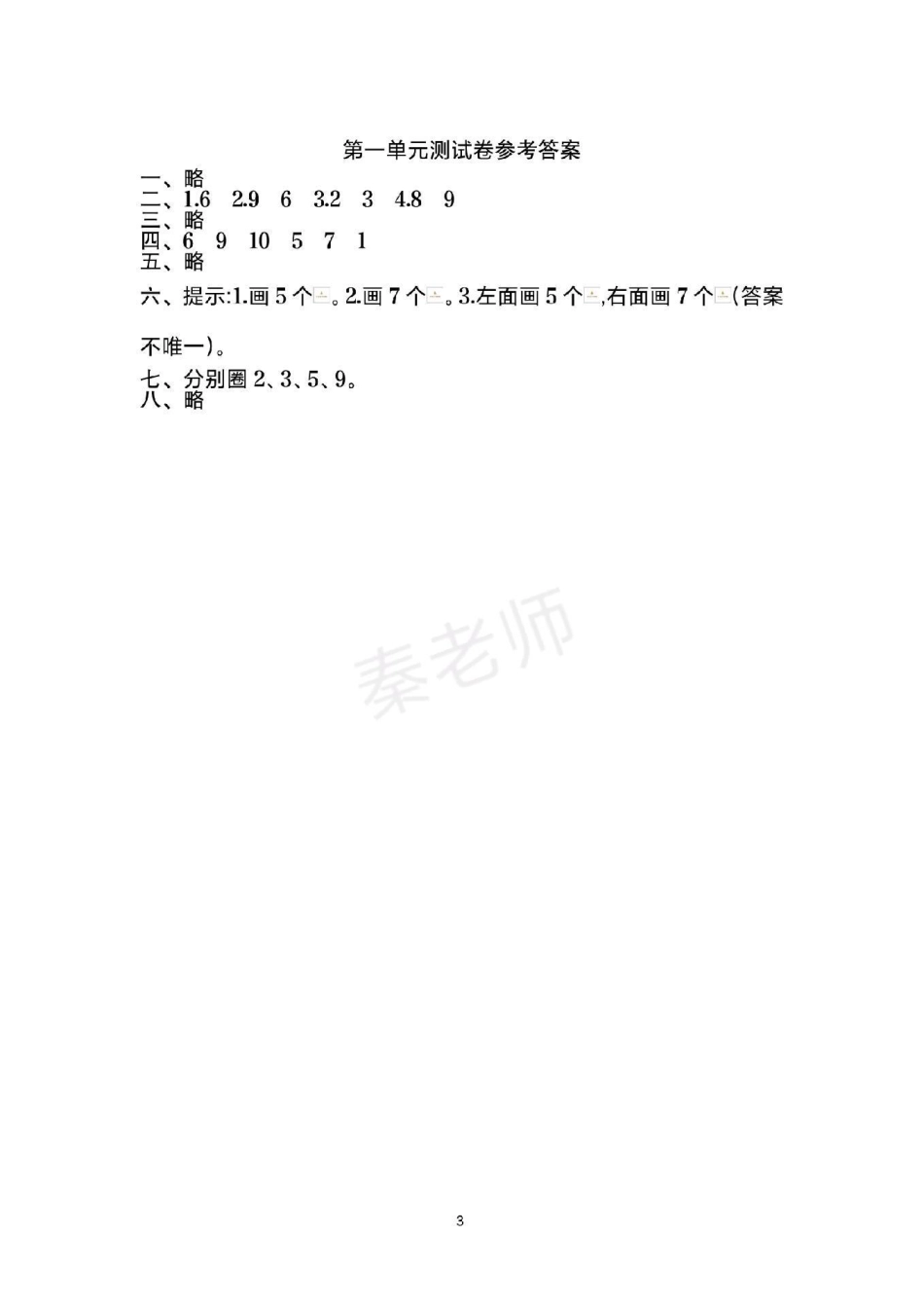 一年级上册输液第一单元测试。一年级数学单元测试必考考点 知识分享 学习重点.pdf_第3页