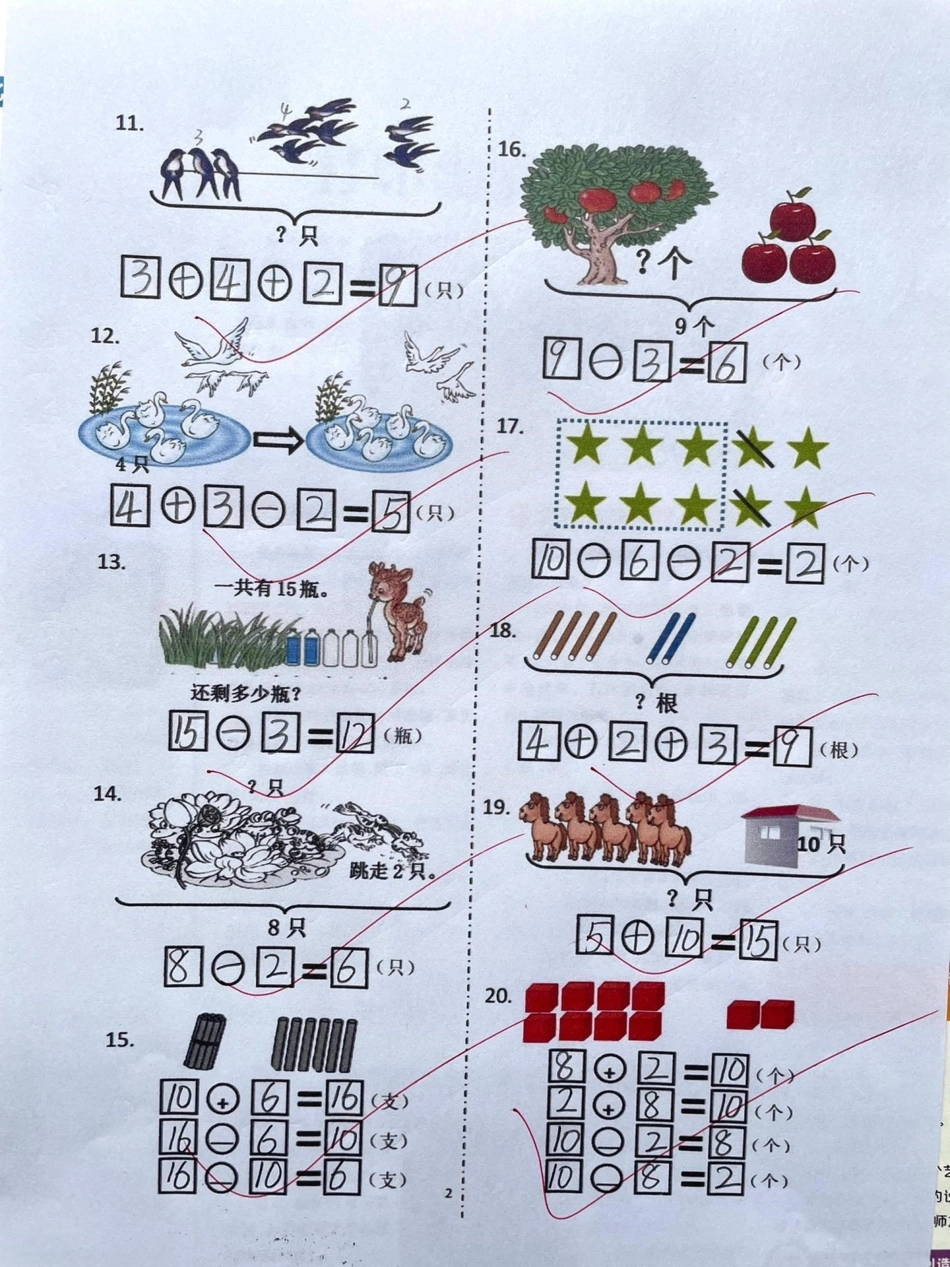 一年级上册数学《看图列式解决问题比赛卷》一年级知识分享 教育 干货 创作灵感.pdf_第2页