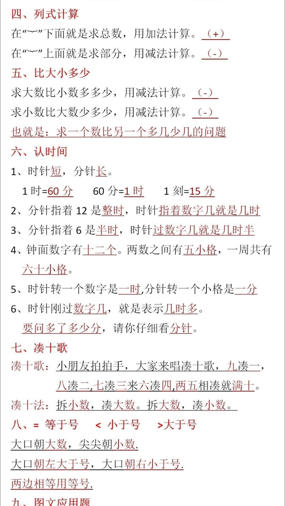 一年级上册数学期末必考重点教育  学习 知识点总结 期末复习.pdf_第2页