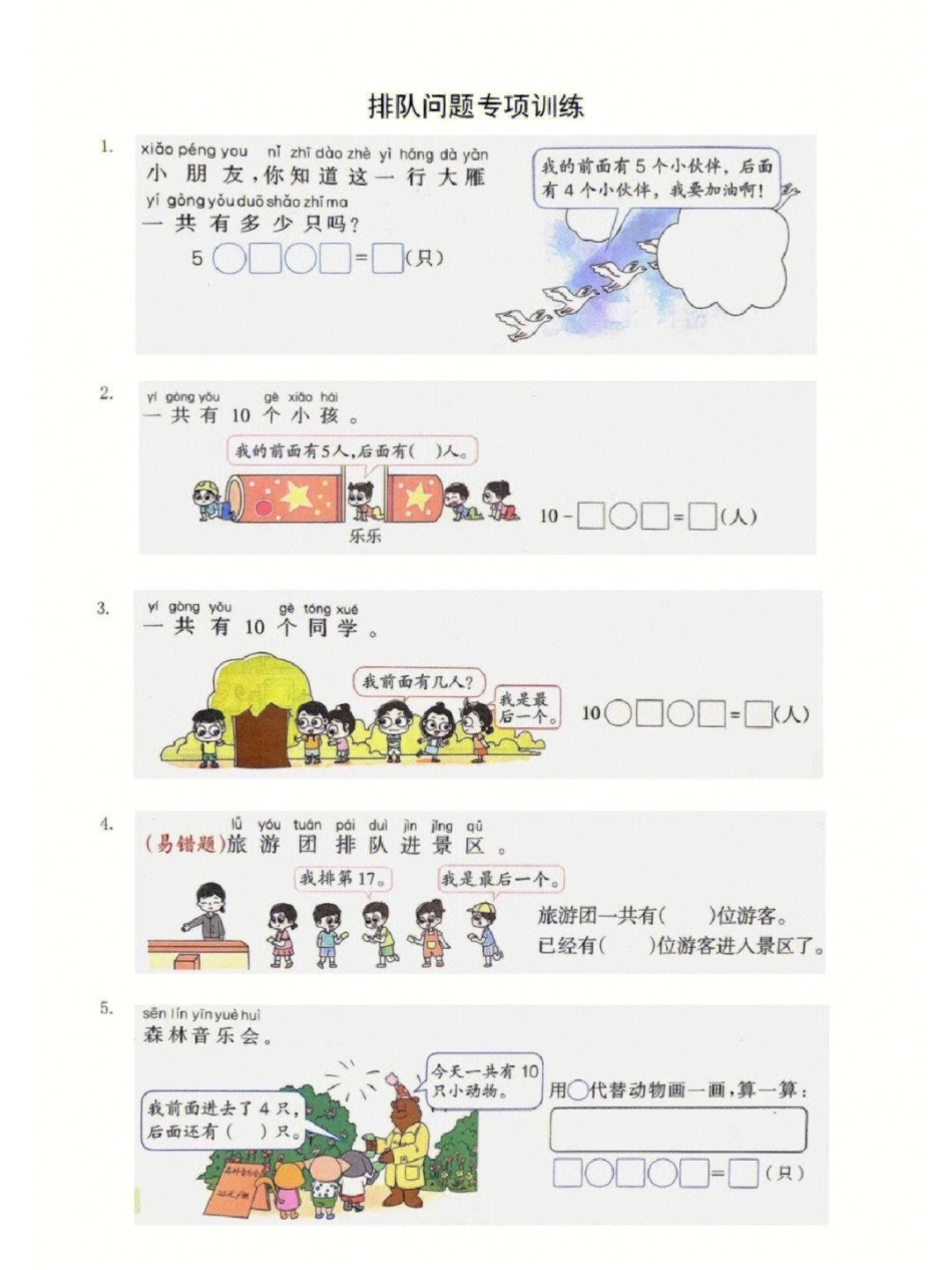 一年级上册数学期末必考重点排队问题专项练习归纳 知识点总结 学习 小学知识点归纳 一年级数学.pdf_第1页