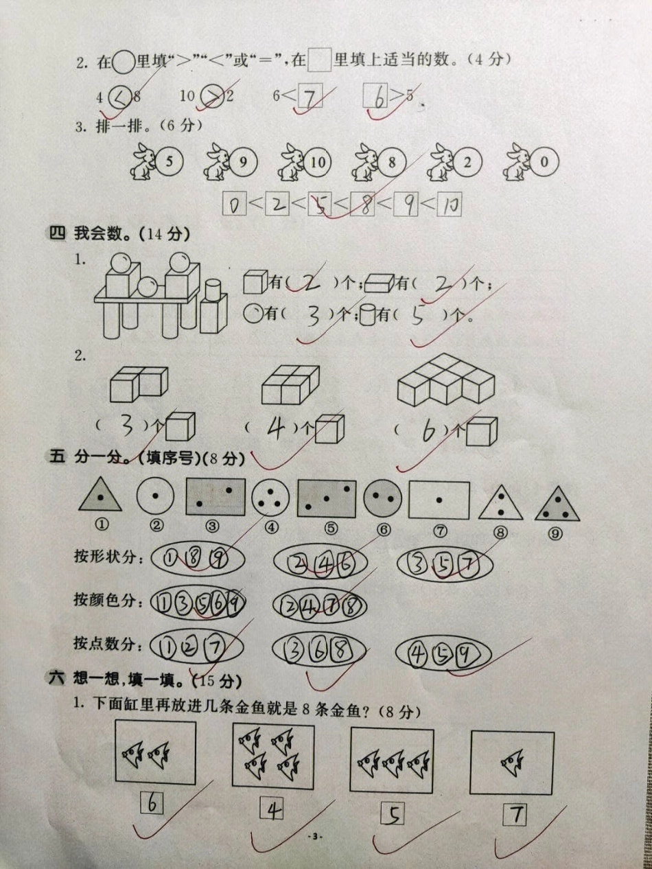 一年级上册数学期中真题测试卷及答案，吃透它，成绩稳步上升知识点总结 学习 一年级数学.pdf_第2页