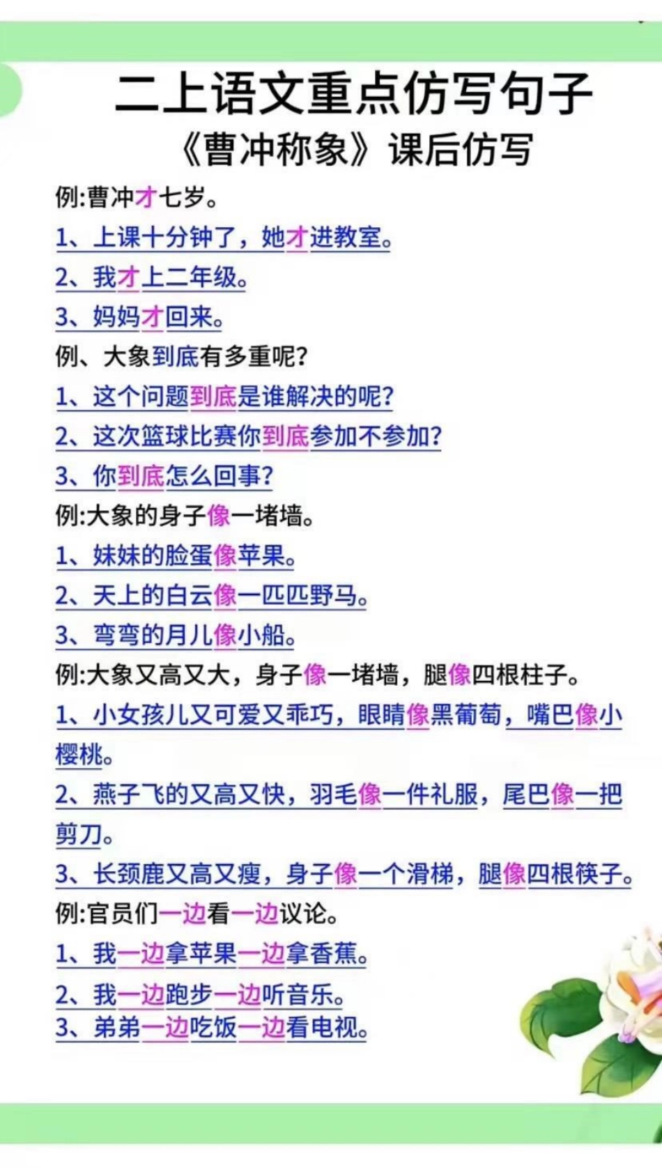 二上语文重点仿写句子，《曹冲称象》 课后仿写，家长收藏孩子受益哦.pdf_第1页