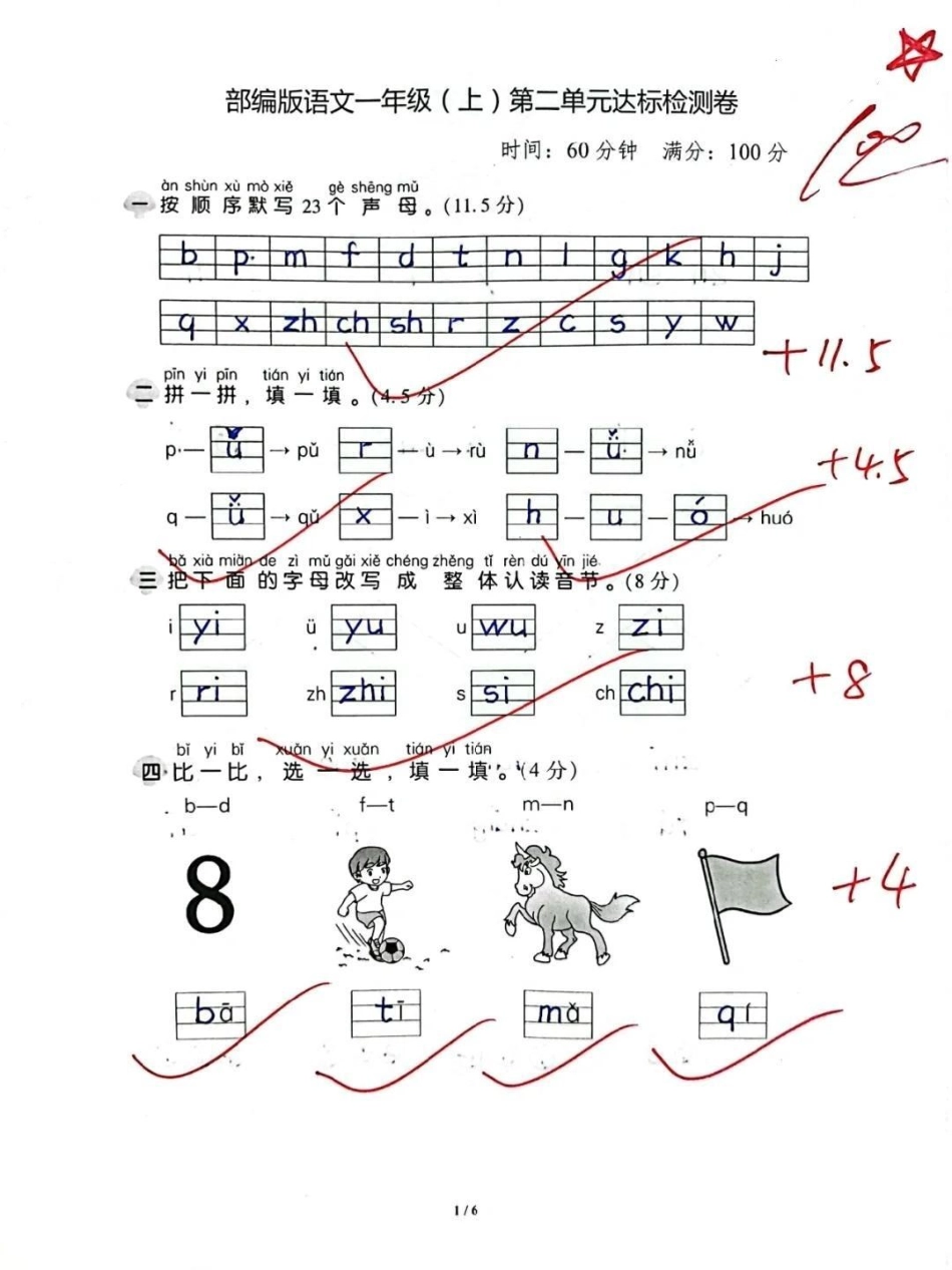 一年级上册语文第二单元检测题一年级上册语文第二单元检测题一年级语文 一年级上册语文一年级拼音第二单元检测卷.pdf_第1页