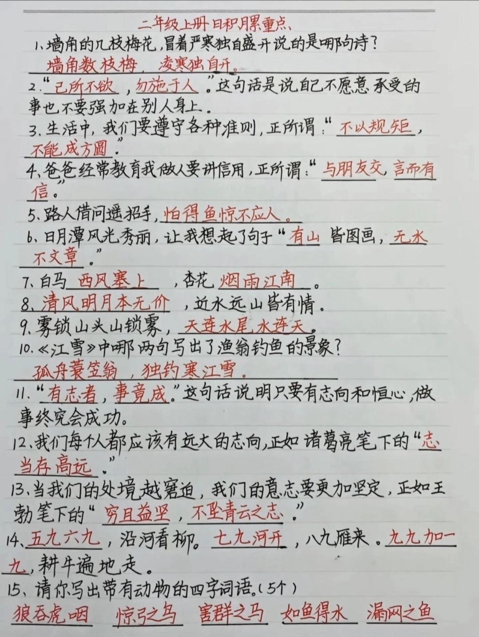 划重点❗二年级语文上册知识点汇总。二年级上册语文中心思想，日积月累，多音字等二年级上册语文 期末复习 必考考点 二年级.pdf_第1页