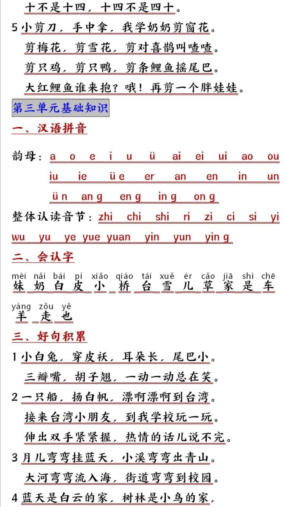 一年级上册语文期末必考重点知识点归纳教育  知识点总结 学习 小学一年级语文.pdf_第3页