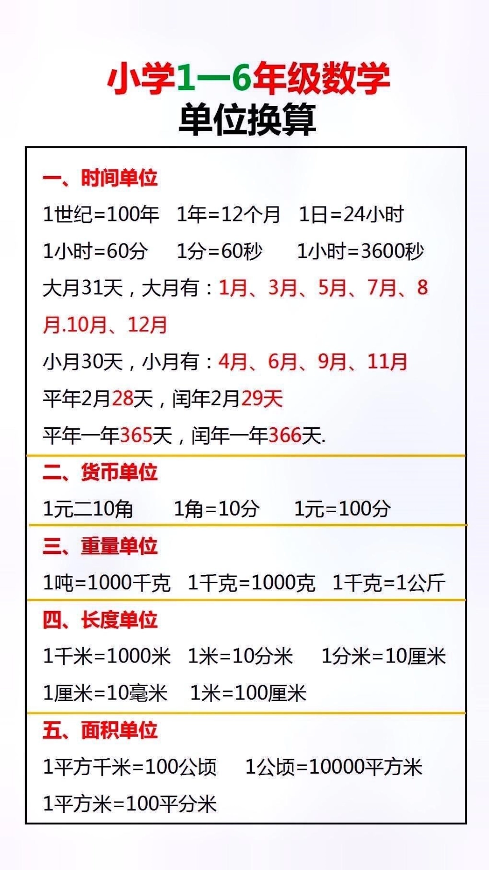 小学1到6年级数学单位换算小学数学.pdf_第2页