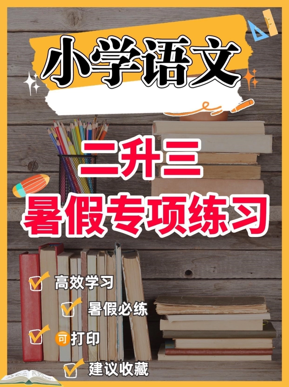 小学语文二升三暑假专项练习。小学语文二升三暑假专项练习二升三小学语文暑假作业学习资料分享.pdf_第1页