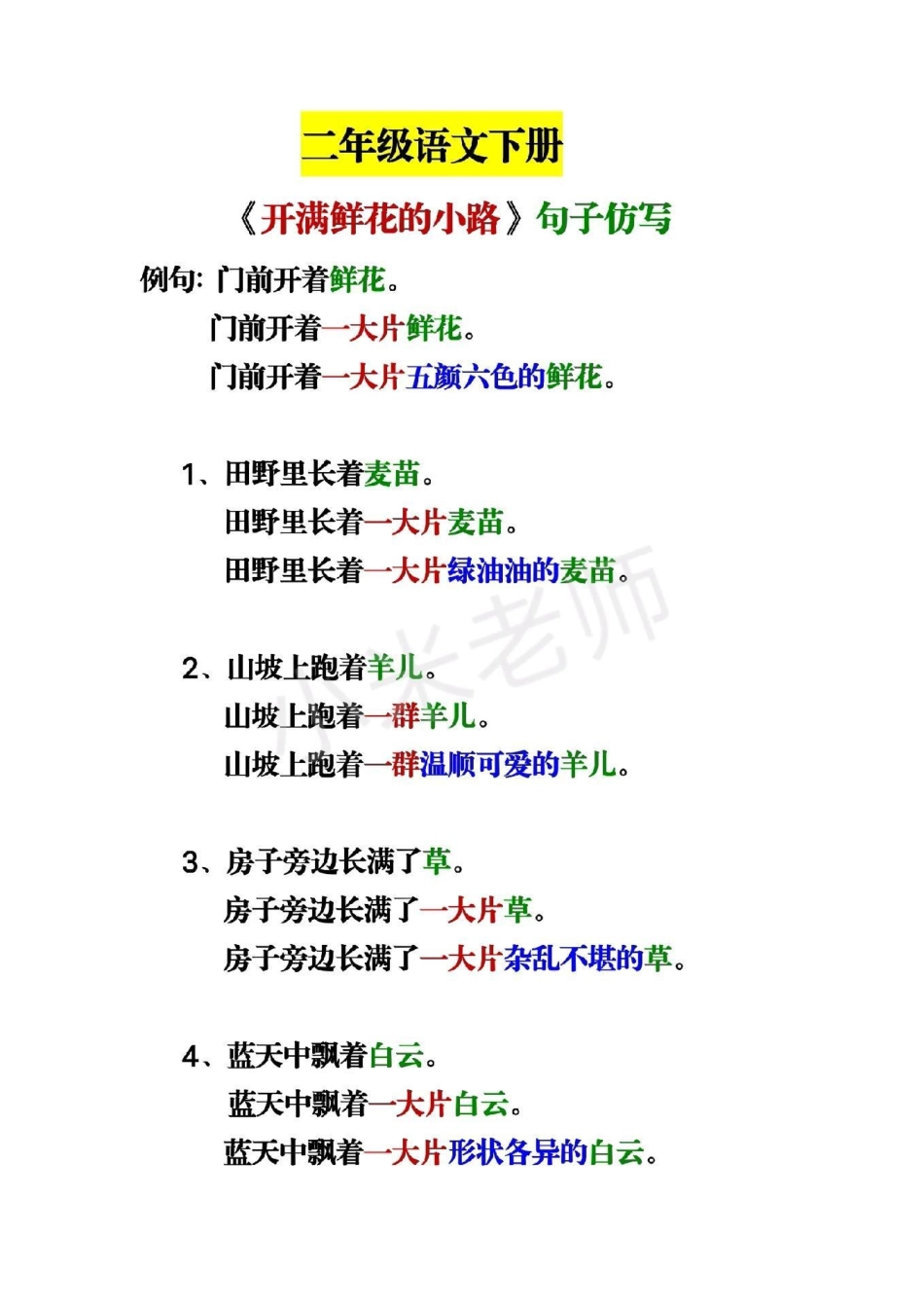 新学期二年级语文下册重点内容，孩子一定要掌握二年级下册语文 仿写句子.pdf_第1页